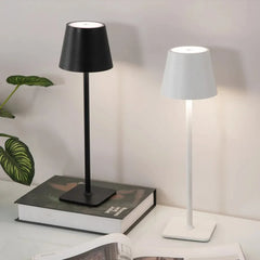 Cone Shade Table Lamp, Touch Control, Three Light Settings for Bedside, USB Rechargeable