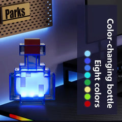 Pixel Potion Bottle Table Lamp, Block Shape, Changing Light, Desk & Bedroom Accent