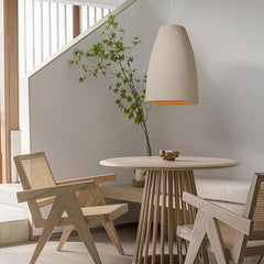 Sand Textured Plaster Lantern Pendant Light, 50cm Drop, Tapered Gourd Shape on a Brown Cord, Dining Table & Hallway