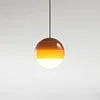 Opal Glass Globe Pendant Light, Orange Two-Tone Finish, 20cm Diameter, Integrated LED, Bedroom, Bedside & Home Office