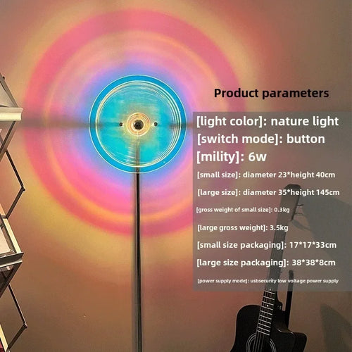 Circular Acrylic Table & Floor Lamps, USB Powered, Inline On/Off Switch