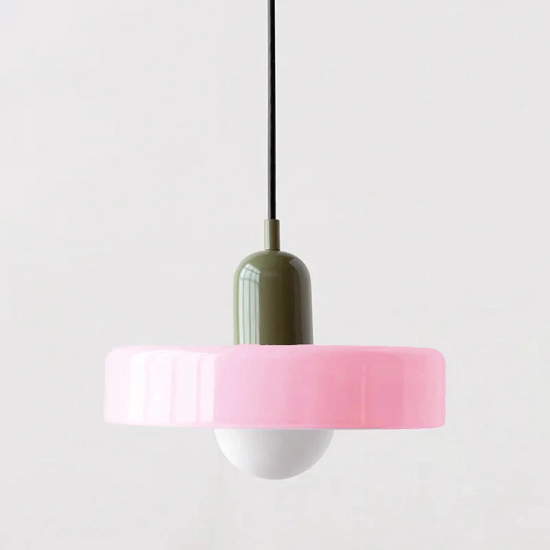 Ring Pendant Light, Sculptural Form, Glass Shade & Globe Centre, Dining Room & Kitchen