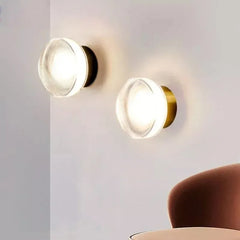 Ribbed Round LED Wall Light, Three-Colour Option, Wall Switch, Warm & Cool White