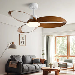 Modern ceiling fan – Wooden blades, dimmable LED lighting for the living room or bedroom