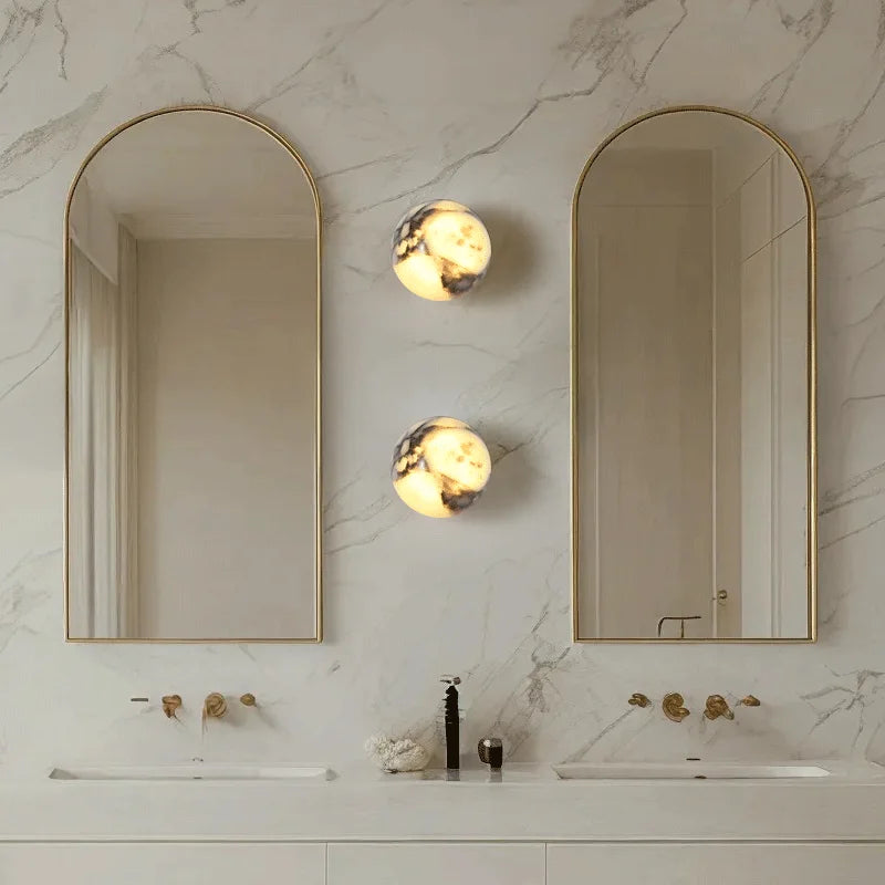 Round Natural Marble Wall Light, 12 cm, G9 Bulb Fitting