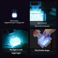 Pixel Potion Bottle Table Lamp, Block Shape, Changing Light, Desk & Bedroom Accent