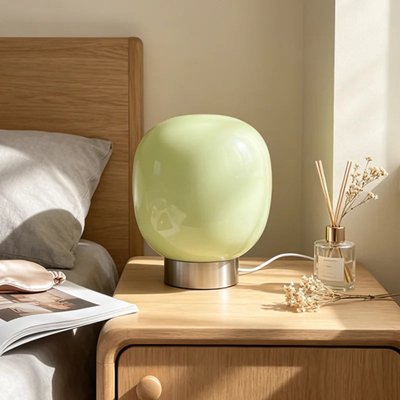Mushroom Table Lamp, Glass Shade, USB Powered, Six Shade Options, Iron Base