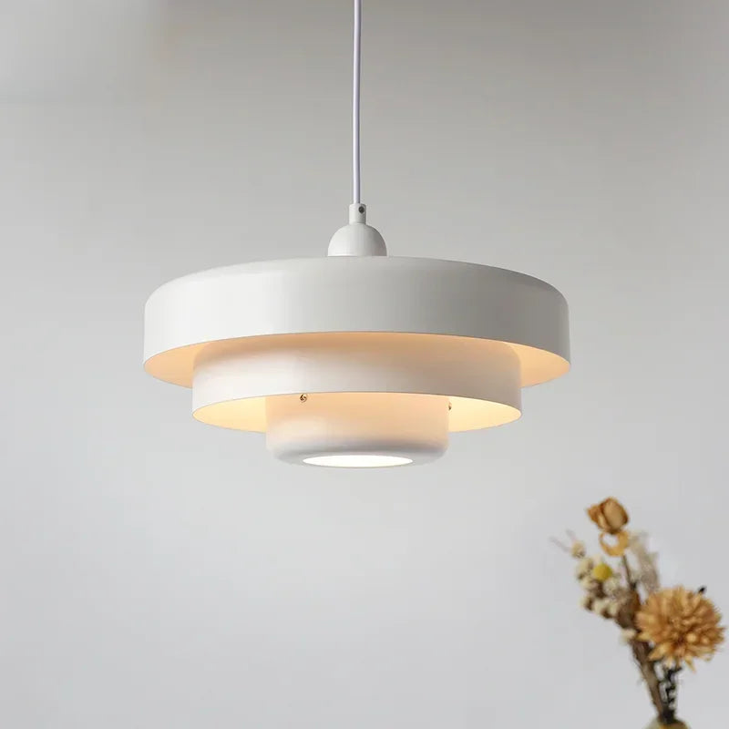 Tiered Disc Pendant Light, Layered Shade, Hardwired Fitting, Dining Table & Kitchen Island
