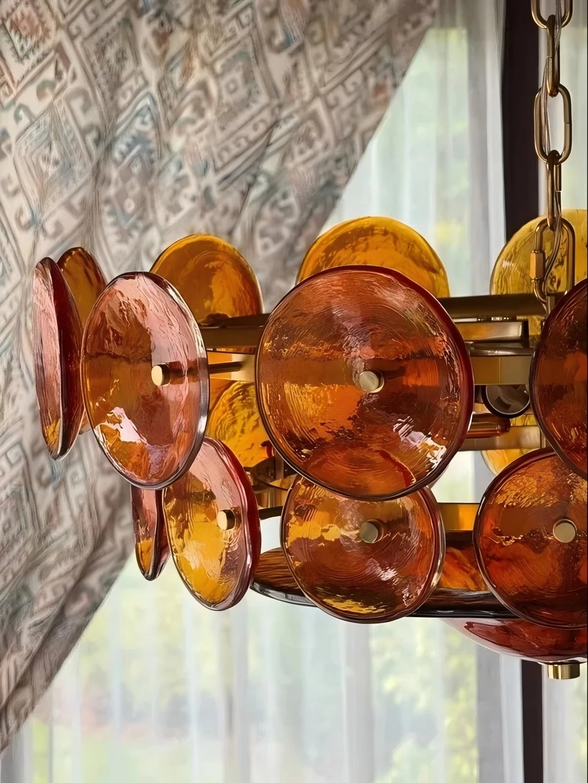 Round Disc Glass Chandelier, 60 or 80 cm, E14 Fittings