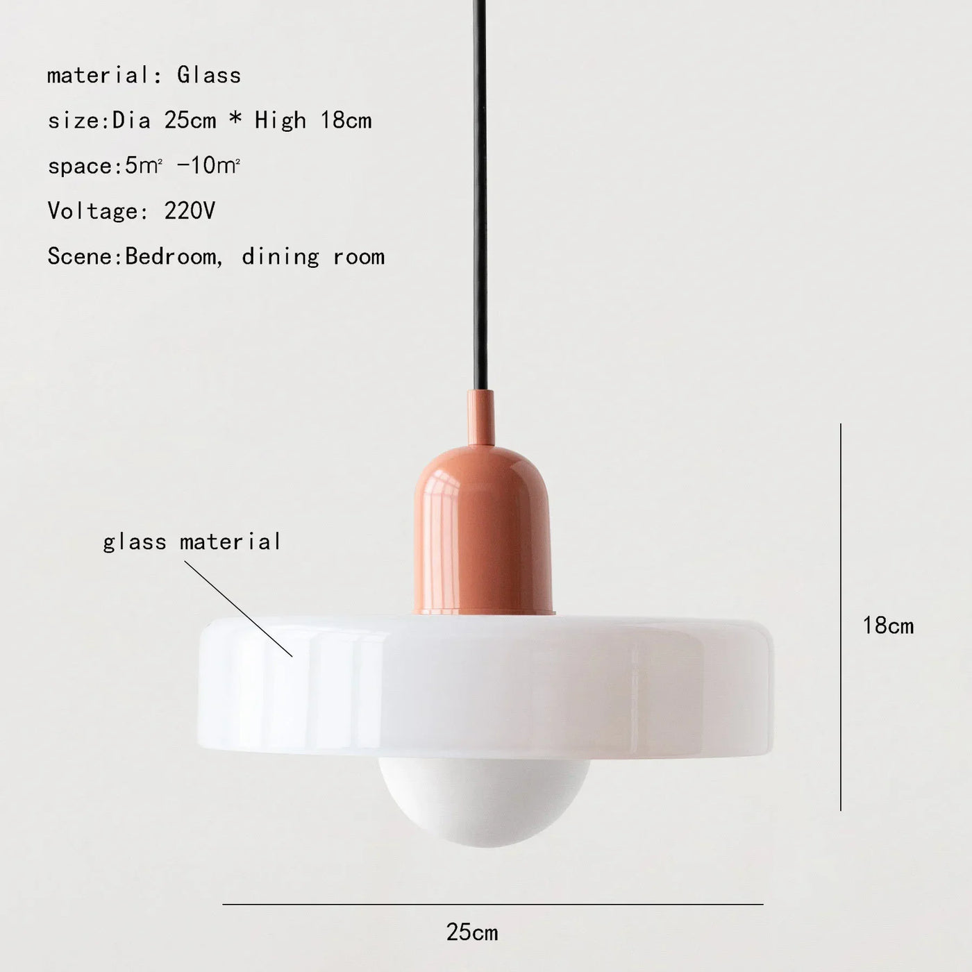 Glass pendant light – Elegant designer lighting in soft colors for the dining room or bedroom