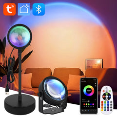 RGB Sunset Projector Table Lamp, App & Remote Control Options, Circular Light Effect