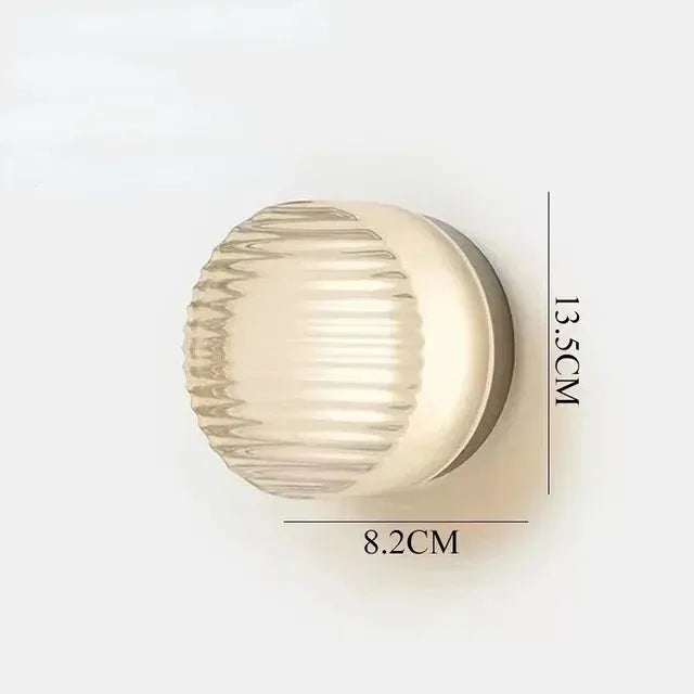 Ribbed Round LED Wall Light, Three-Colour Option, Wall Switch, Warm & Cool White