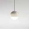 Opal Glass Globe Pendant Light, Grey Two-Tone Finish, 15cm Diameter, Integrated LED, Bedroom, Bedside & Home Office