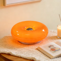 Donut Table Lamp, Rounded Body, Yellow Light, USB Power Source for Bedside Use
