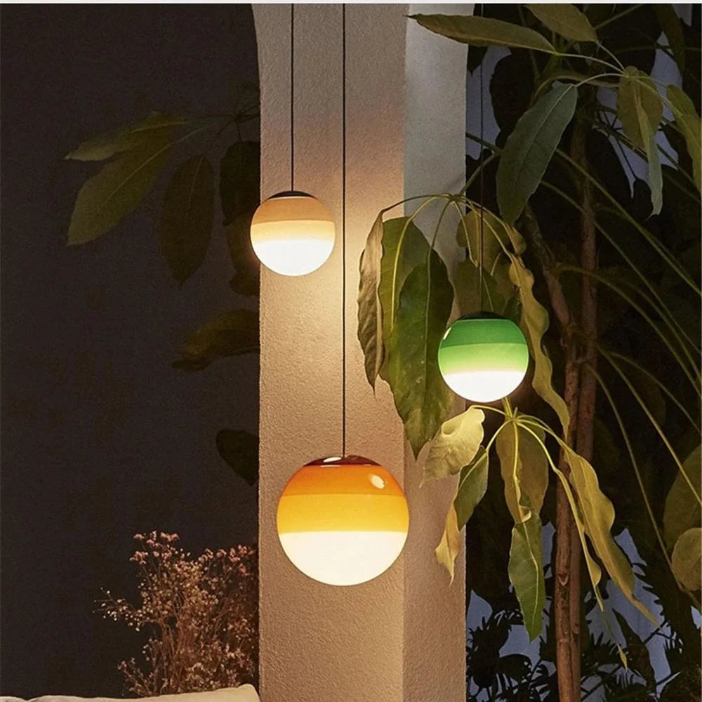 Opal Glass Globe Pendant Light, Black Two-Tone Finish, 15cm Diameter, Integrated LED, Bedroom, Bedside & Home Office