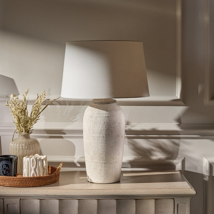 Selham 47cm Ceramic Lamp Base - Rustic White