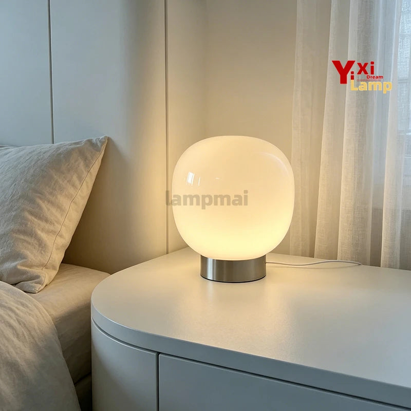Mushroom Table Lamp, Glass Shade, USB Powered, Six Shade Options, Iron Base