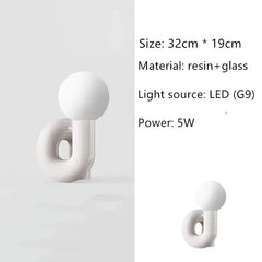 Loop Frame Desk Lamp, Curved Sculptural Form, Four Finishes, UK Plug, Globe Shade