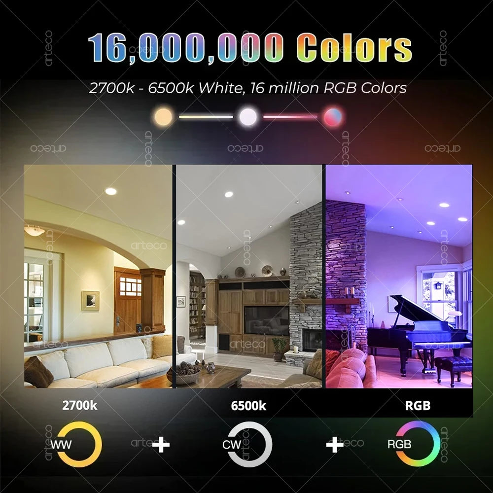 Smart LED Light Bulbs, WiFi, Zigbee & Bluetooth Connections, Several Fitting Bases for Home
