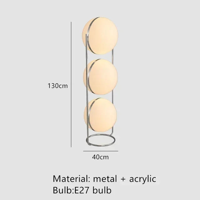 Globe Standing Lamp, Metal Frame and Acrylic Shades, E27, UK Plug