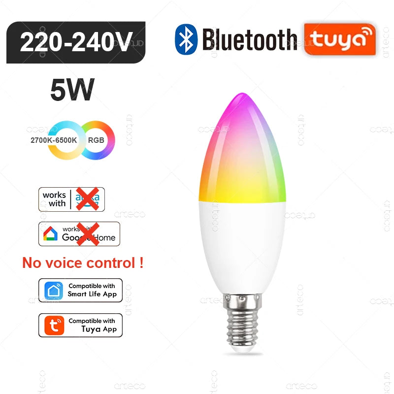 Smart LED Light Bulbs, WiFi, Zigbee & Bluetooth Connections, Several Fitting Bases for Home