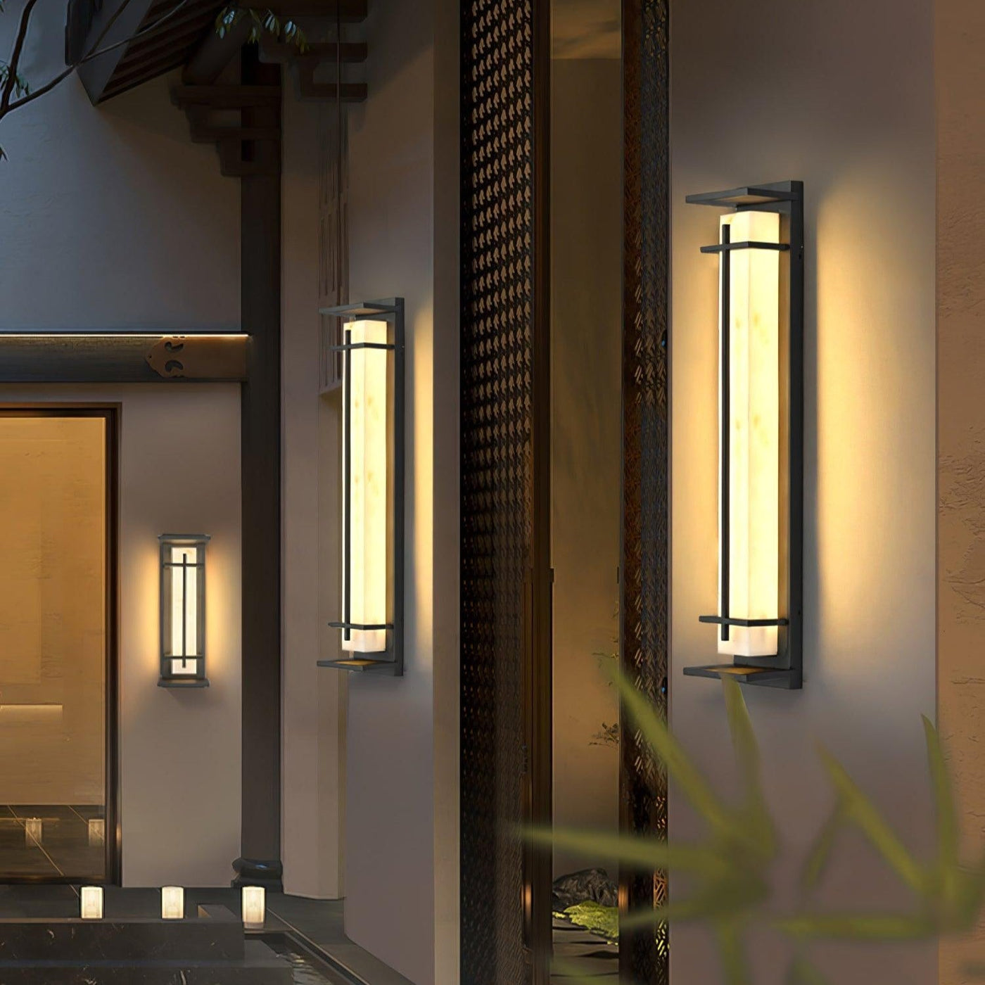 Ray Square Outdoor Wall Light Imitation Alabaster Waterproof - Neutralighting