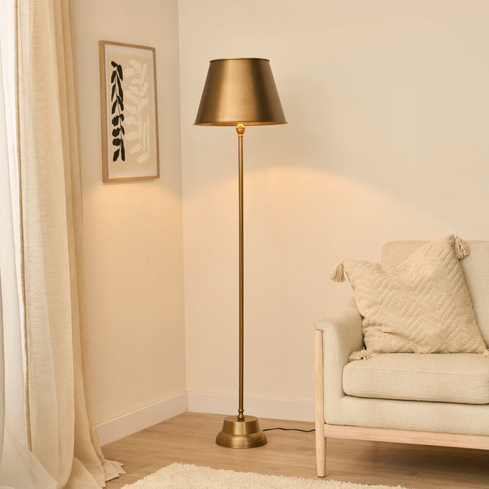 Stowe 136cm Metal Floor Lamp & Shade - Gold