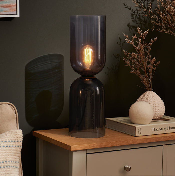 Sutton 50cm Lamp - Smoked Glass