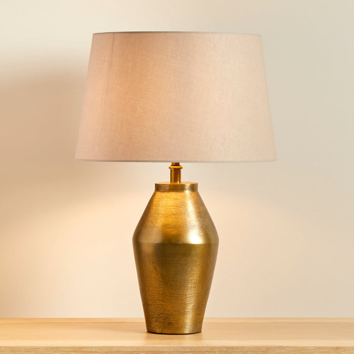 Thurlestone Gold Lamp & Coningsby Taupe Cotton Lampshade - 30cm