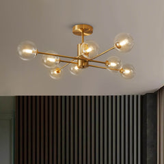 8-Light Clear Glass Shade Sputnik Chandelier