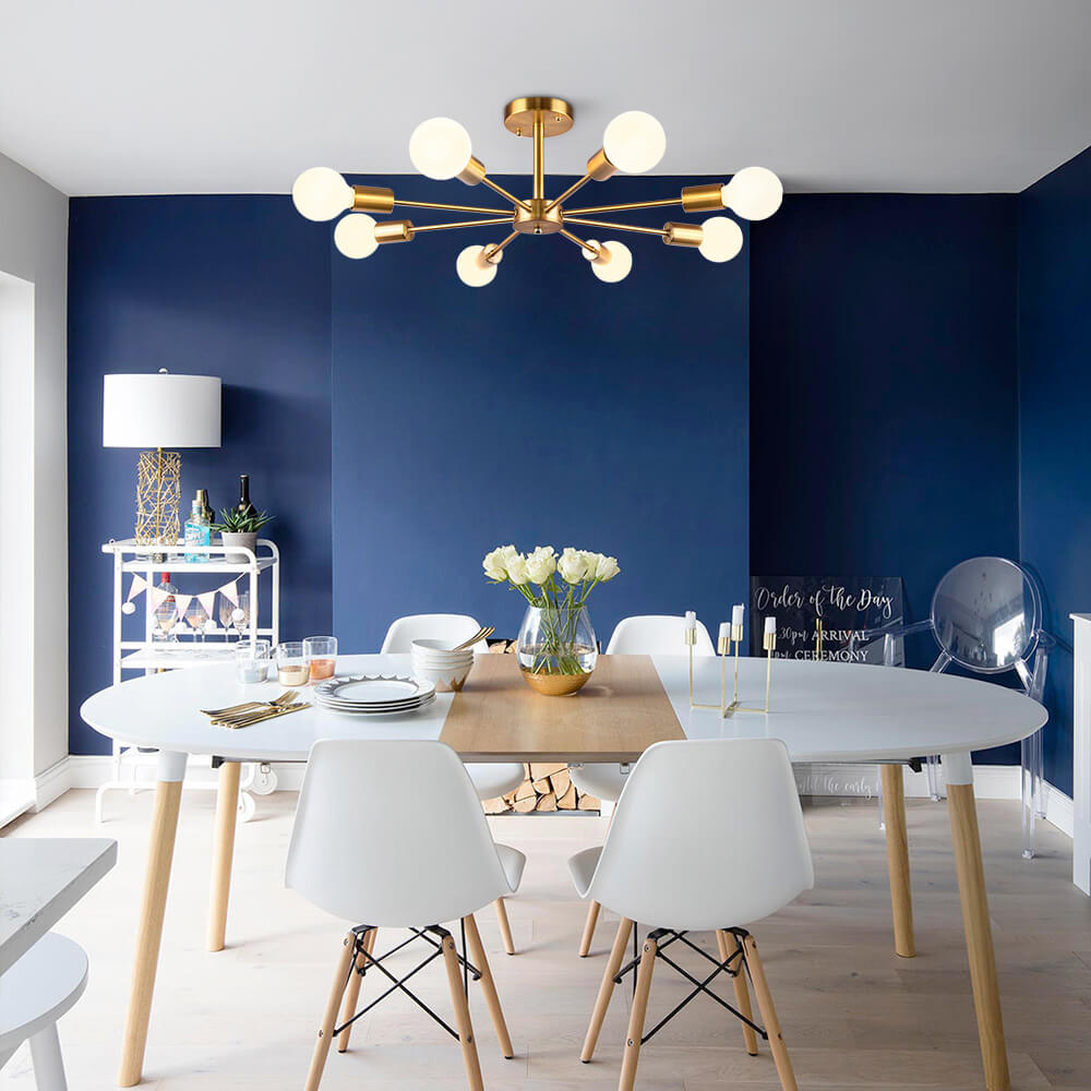 8-Light Sputnik Semi Flush Ceiling Light