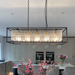 Modern Rectangle Crystal Kitchen Island Chandelier