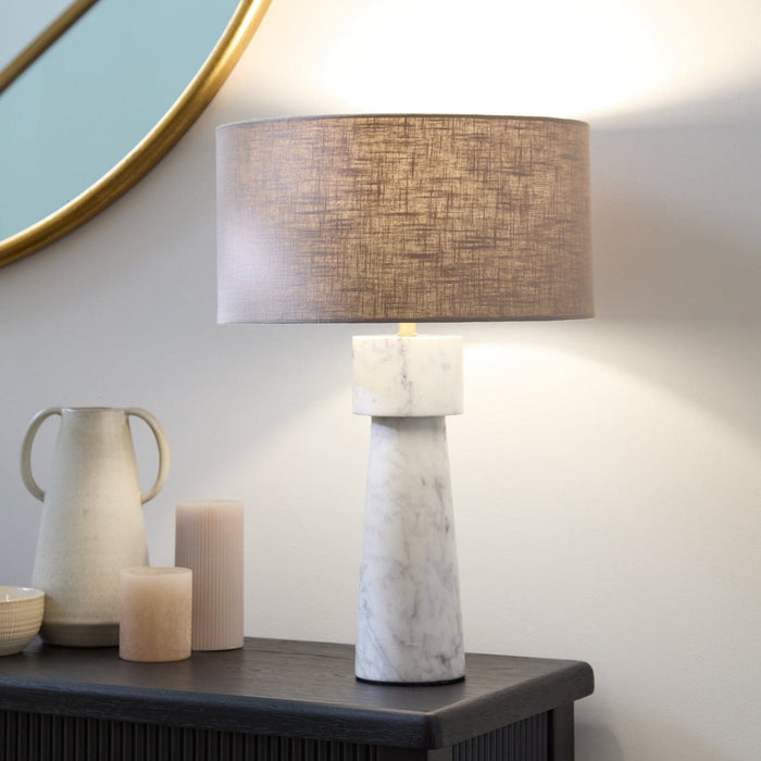 Tiree White Marble Lamp Base - 38cm