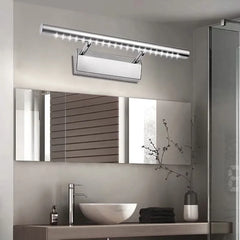 Polished Chrome 550mm Linear Bar Wall Light, Integrated LED Strip, Rotating Swivel Bracket, Bathroom, Console & Bedroom