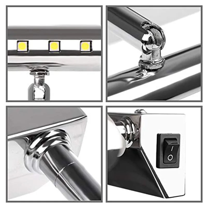 Polished Chrome 550mm Linear Bar Wall Light, Integrated LED Strip, Rotating Swivel Bracket, Bathroom, Console & Bedroom