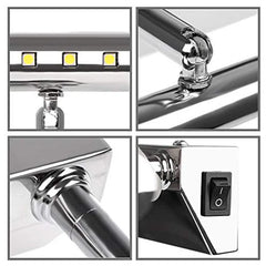 Polished Chrome 550mm Linear Bar Wall Light, Integrated LED Strip, Rotating Swivel Bracket, Bathroom, Console & Bedroom