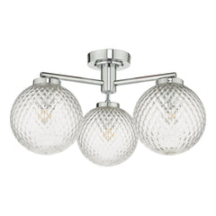 Wayne Bathroom 3 Light Semi Flush Polished Chrome Glass IP44