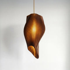 Luxury Cappuccino Brown Wave Pendant Light – Sculptural Statement Designer Ceiling Lighting