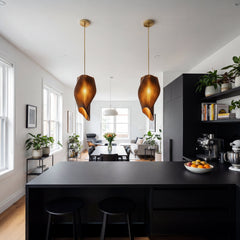 Luxury Cappuccino Brown Wave Pendant Light – Sculptural Statement Designer Ceiling Lighting