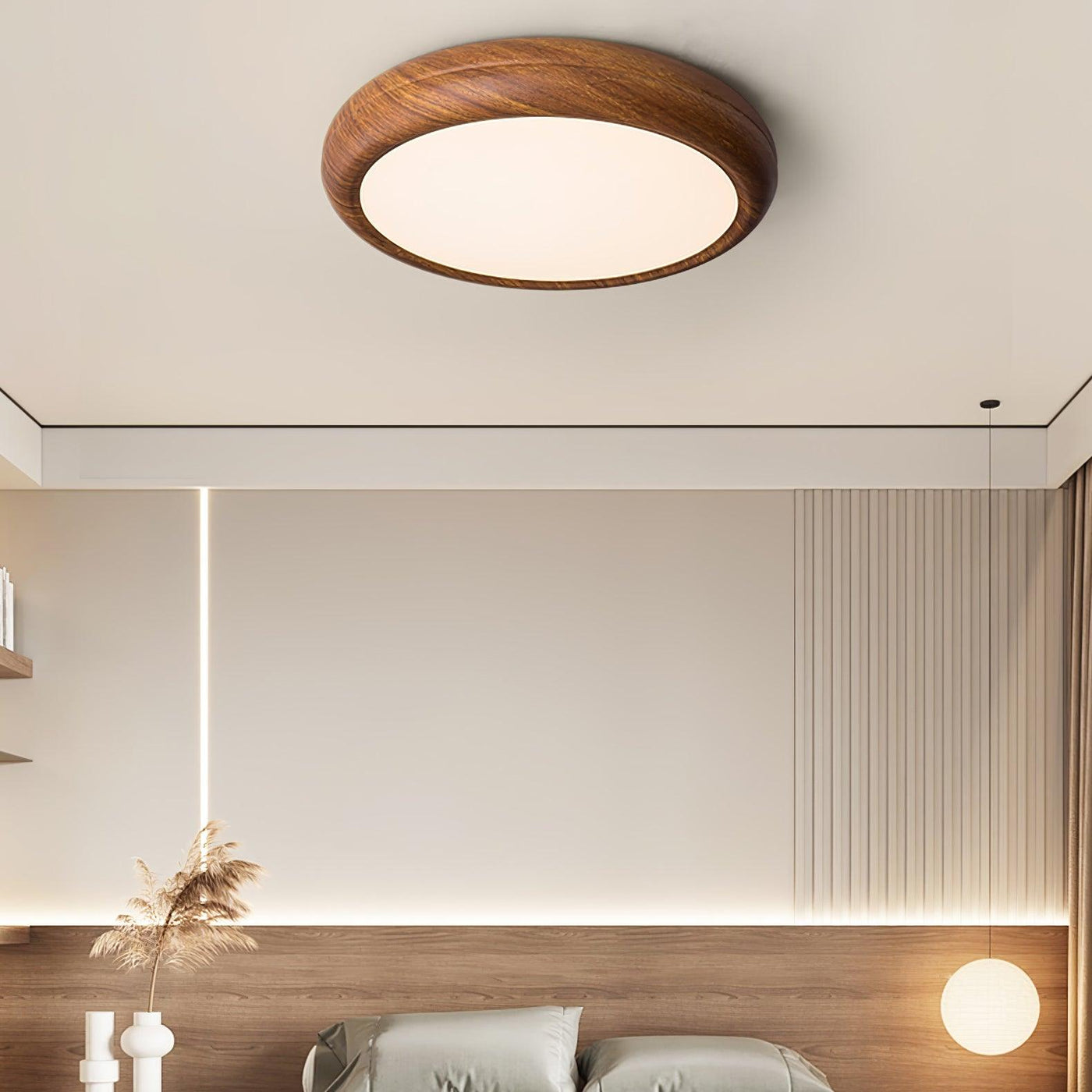 Grena Wood Grain Round Ceiling Light - Neutralighting