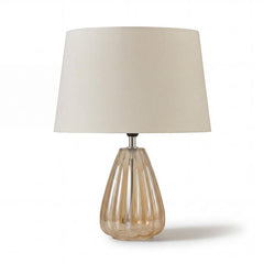 Alma 23cm Champagne Glass Table Lamp & Coningsby Snow White Cotton Lampshade - 30cm