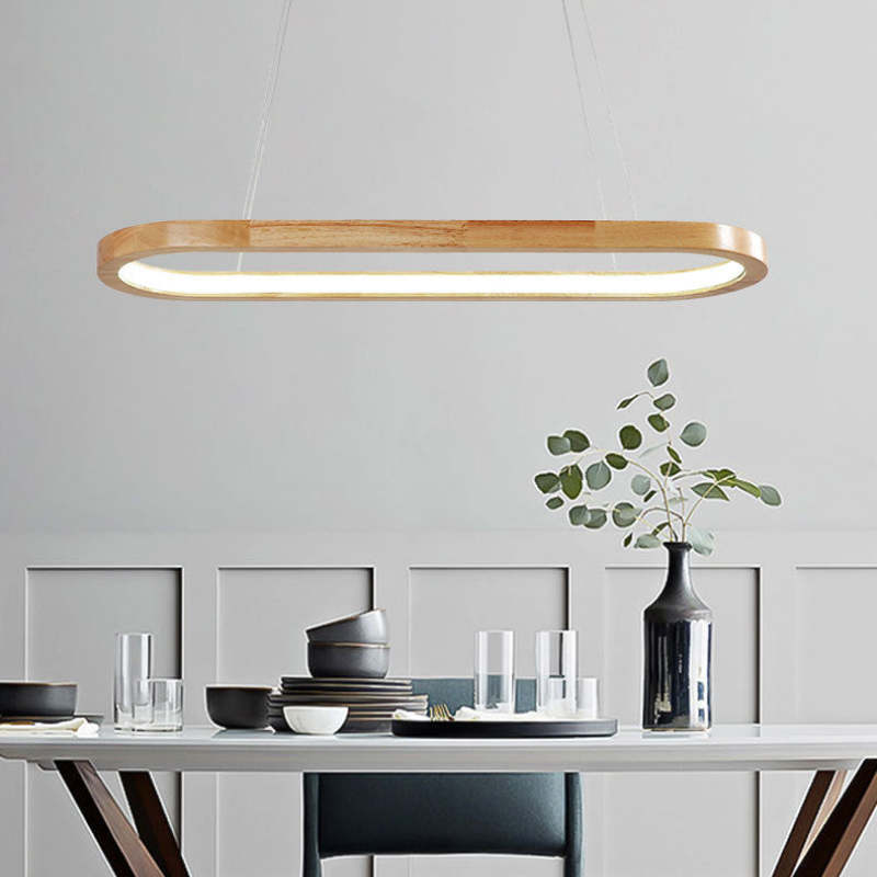 Veon Contemporary Oval Wooden Pendant Light - Neutralighting