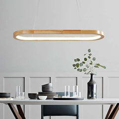 Veon Contemporary Oval Wooden Pendant Light - Neutralighting