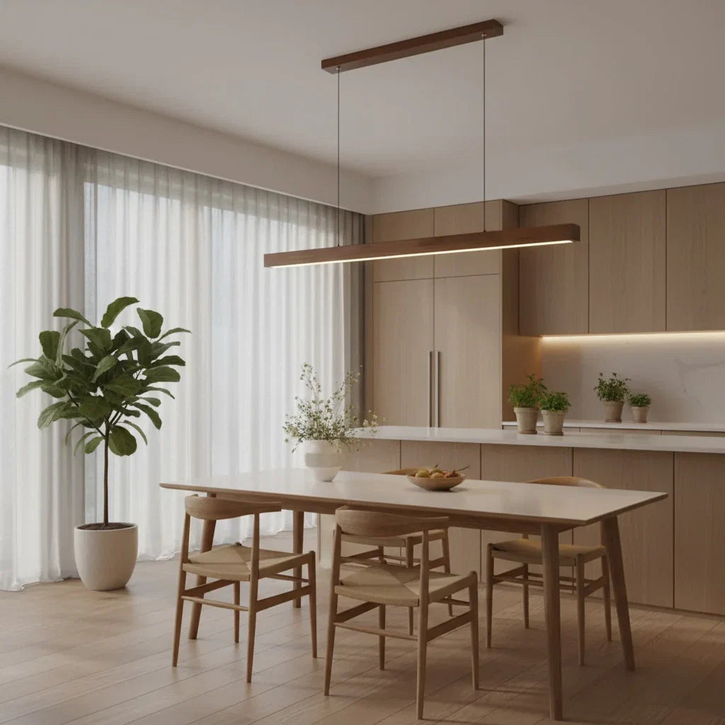 Solid Wood Linear Pendant Light – Clean Nordic Style