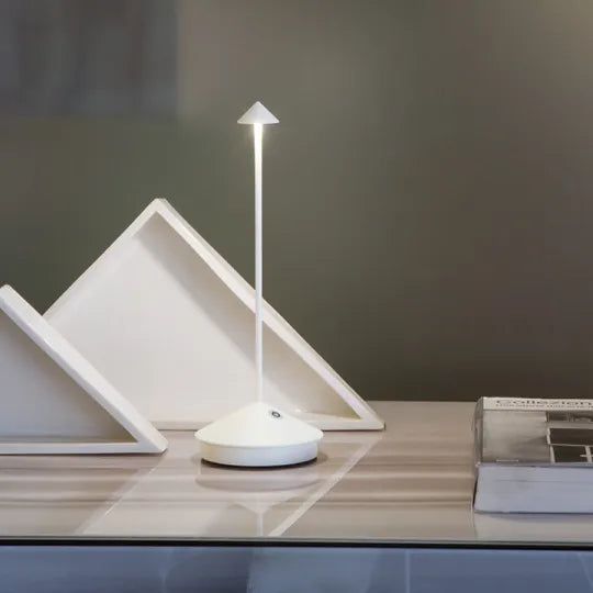 Wireless LED Table Lamp – White and Gold, Modern Design for the Living Room or Patio