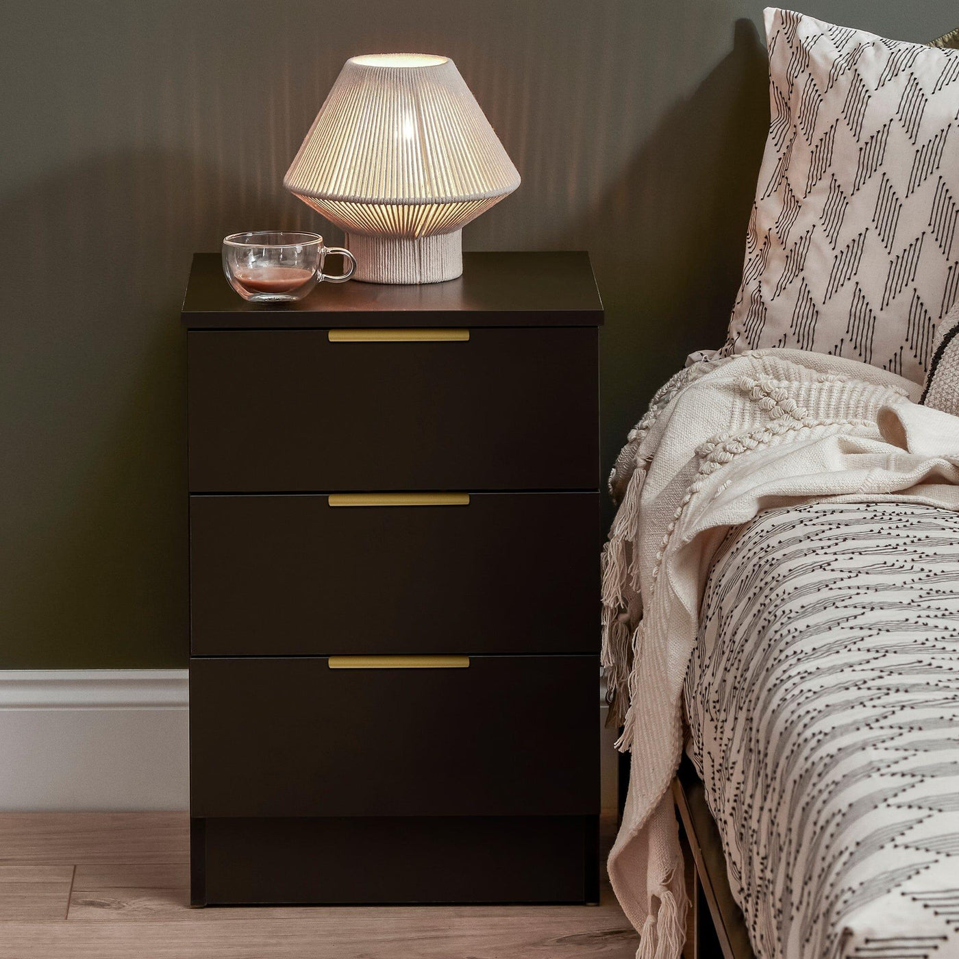 Bari Small White Cotton String Table Lamp
