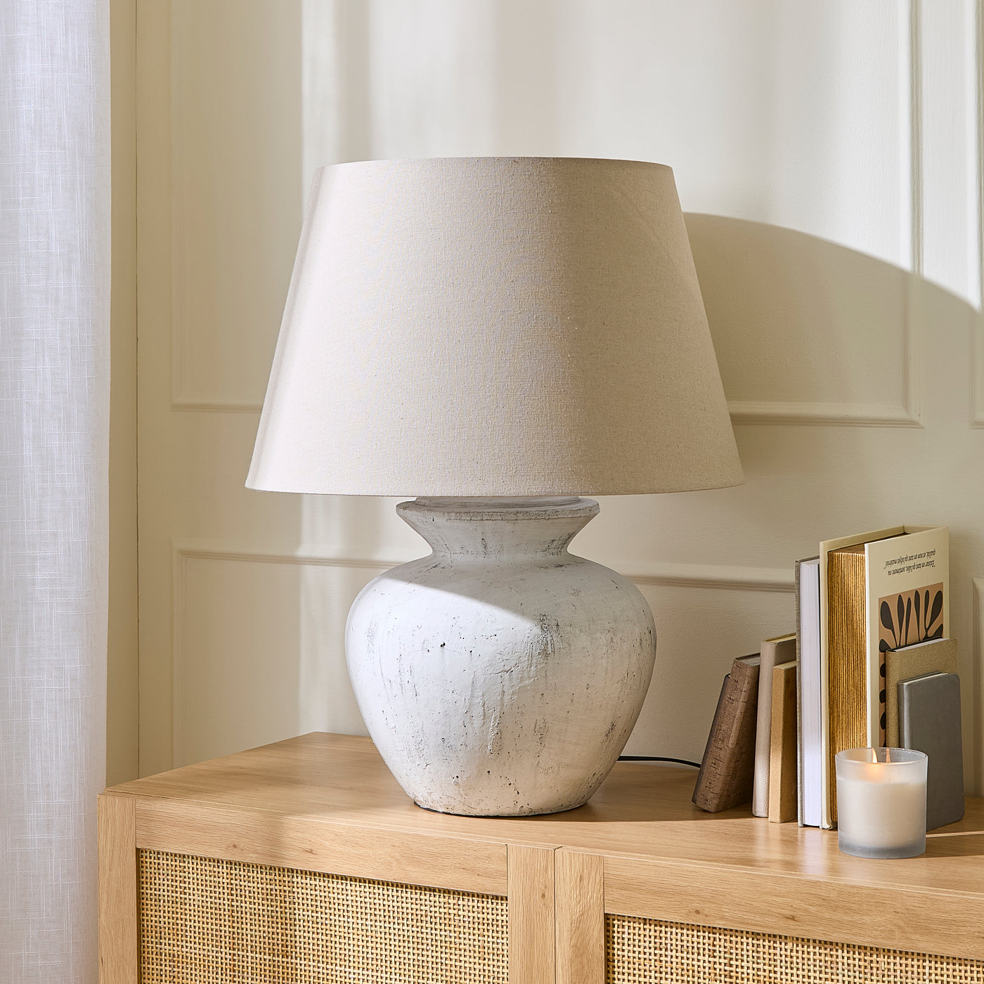 Chania Ceramic Table Lamp - Antique White main image