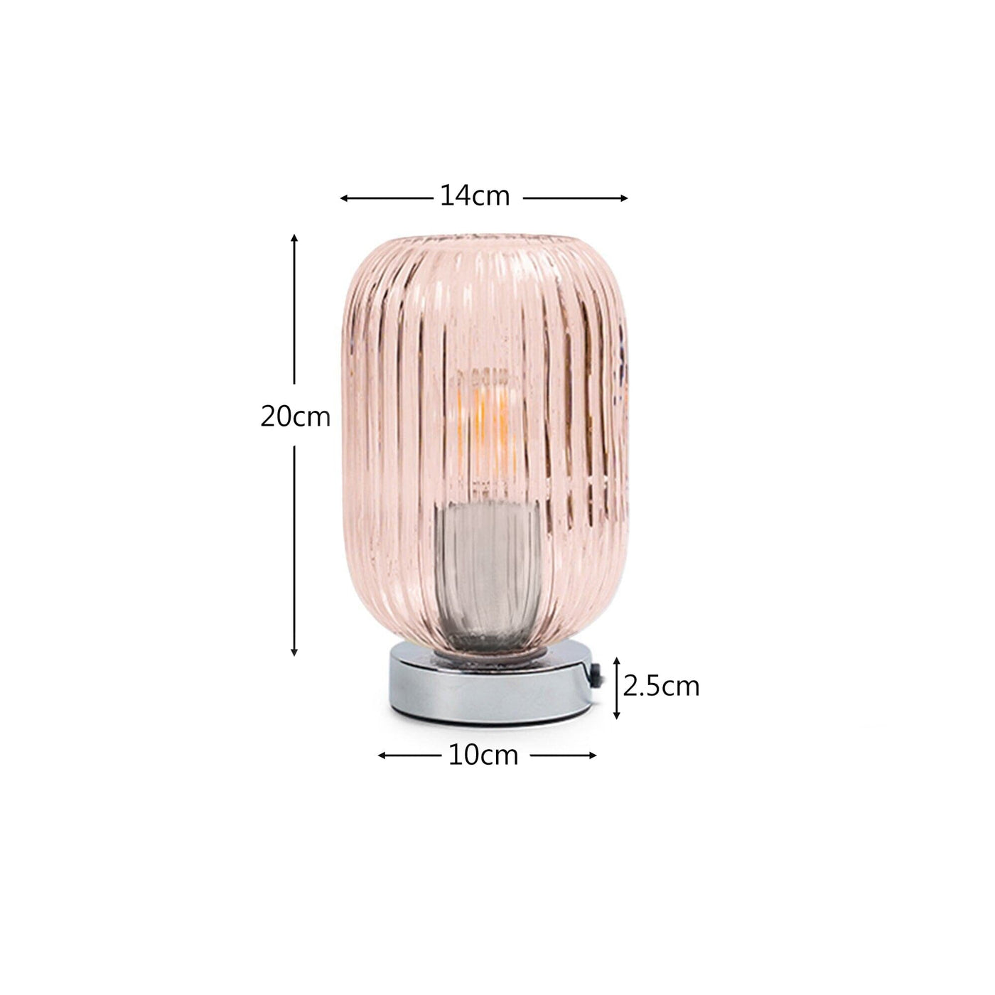 Elland 22.5cm Glass Table Lamp - Blush Pink & Chrome