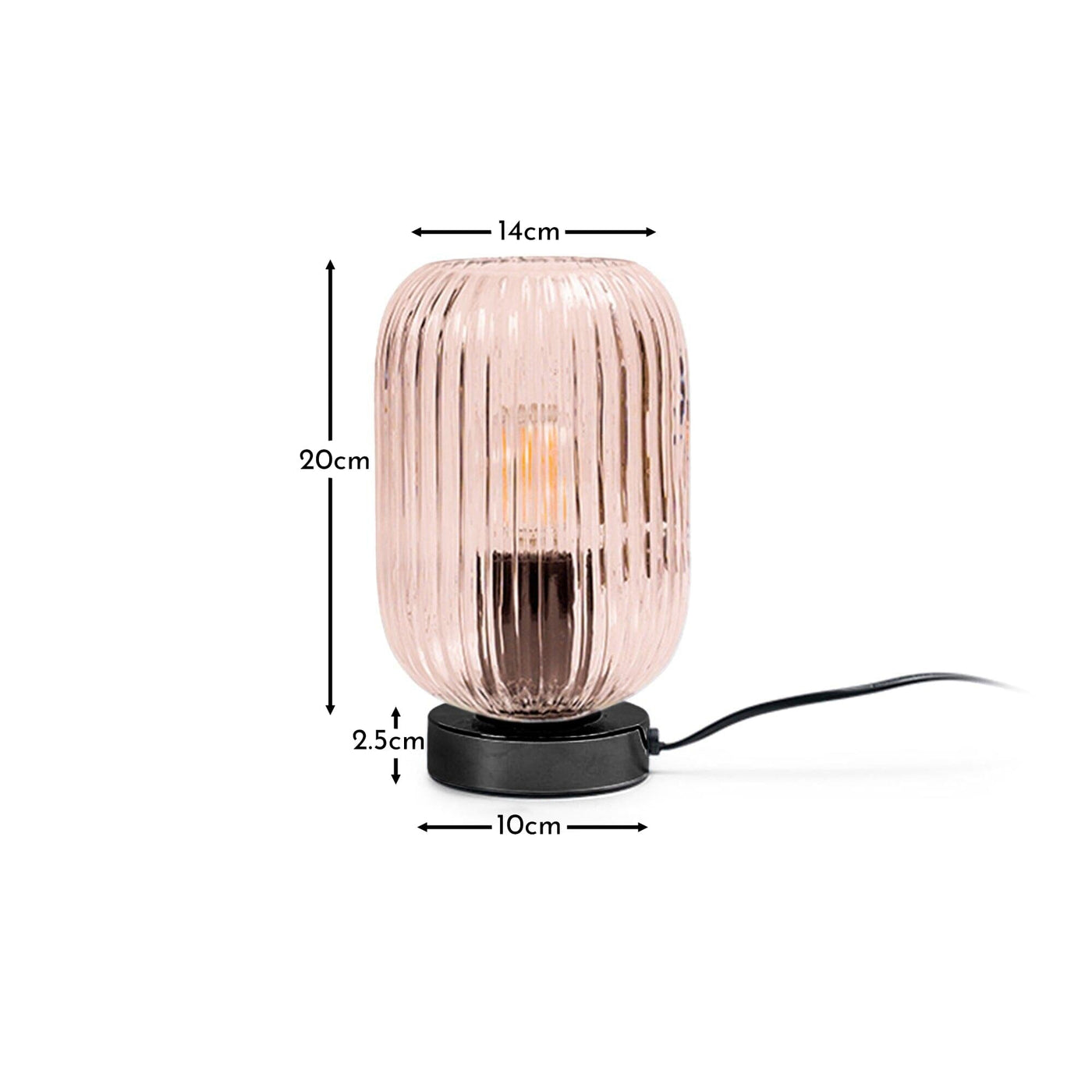 Elland 22.5cm Glass Table Lamp - Pink & Black