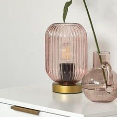 Elland 22.5cm Glass Table Lamp - Blush Pink & Gold